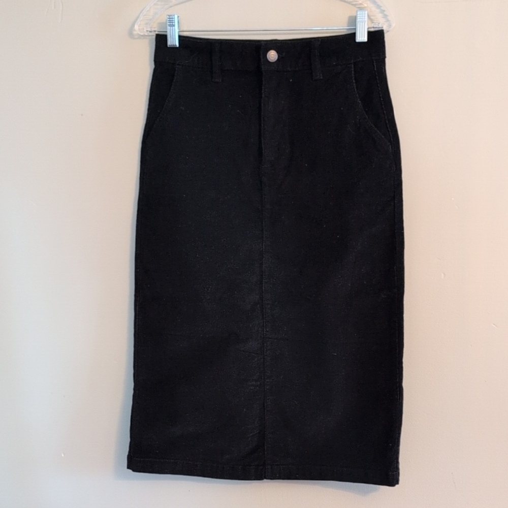 Time And Tru Corduroy Midi Skirt Black Fall Winter Women's Size 4